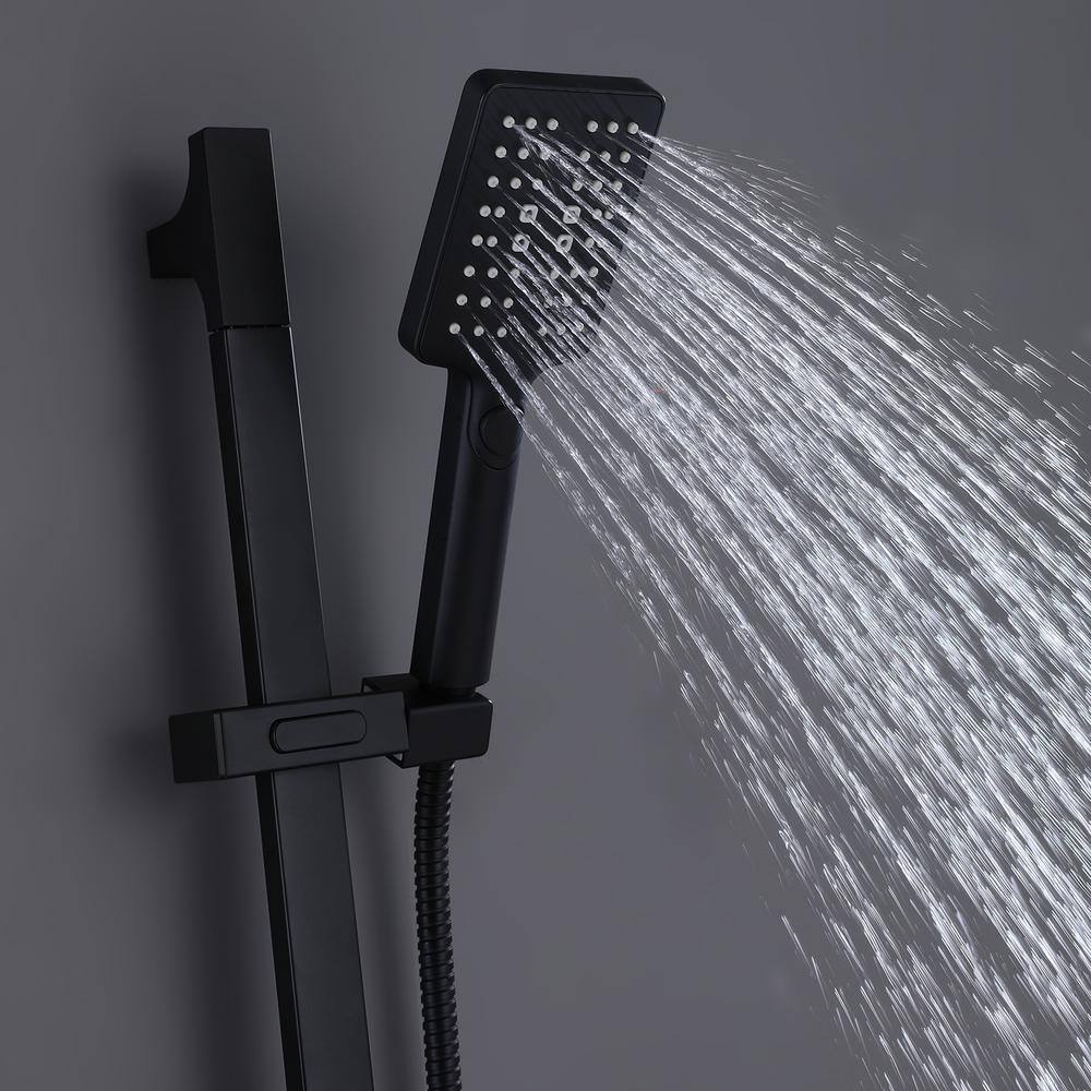 Hlihome 3-Spray Multifunction Slide Bar with Hand Shower in Matte Black RBDK-0890-MB