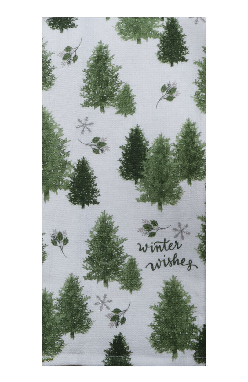 Set of 2 EVERGREEN WISHES Christmas Terry Kitchen Towels by Kay Dee Designs