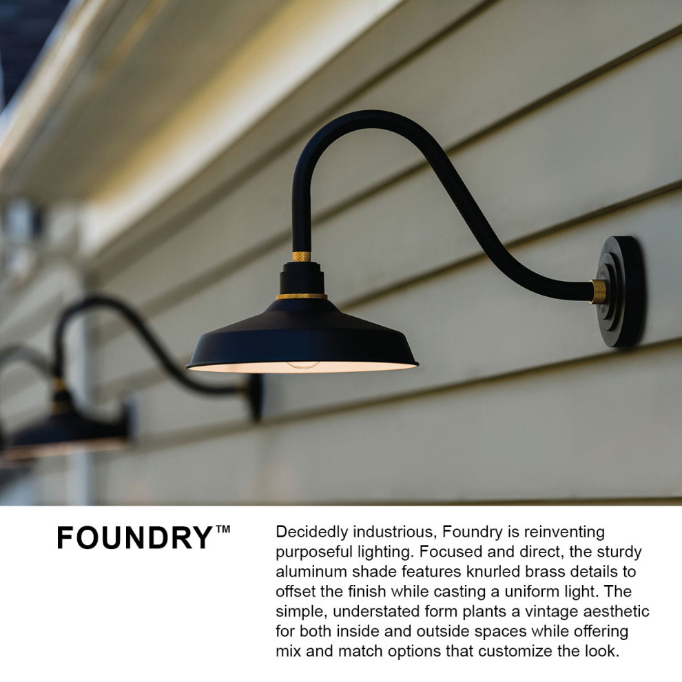 Hinkley Foundry Outdoor Gooseneck Barn Light Wall Lantern   Farmhouse   Outdoor Wall Lights And Sconces   by Hinkley  Houzz