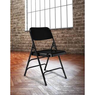 National Public Seating Black Metal Stackable Folding Chair (Set of 4) 310