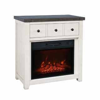 Loft Vintage White Electric Fireplace & Media Console -32