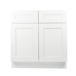 Plywell Ready to Assemble 39x34.5x24 in. Shaker Base Cabinet with 2-Door and 2-Drawer in White SWxB39