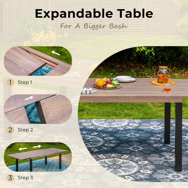 MAISON ARTS Outdoor Metal Rectangle Expandable Table Patio Dining Table for 68 Person