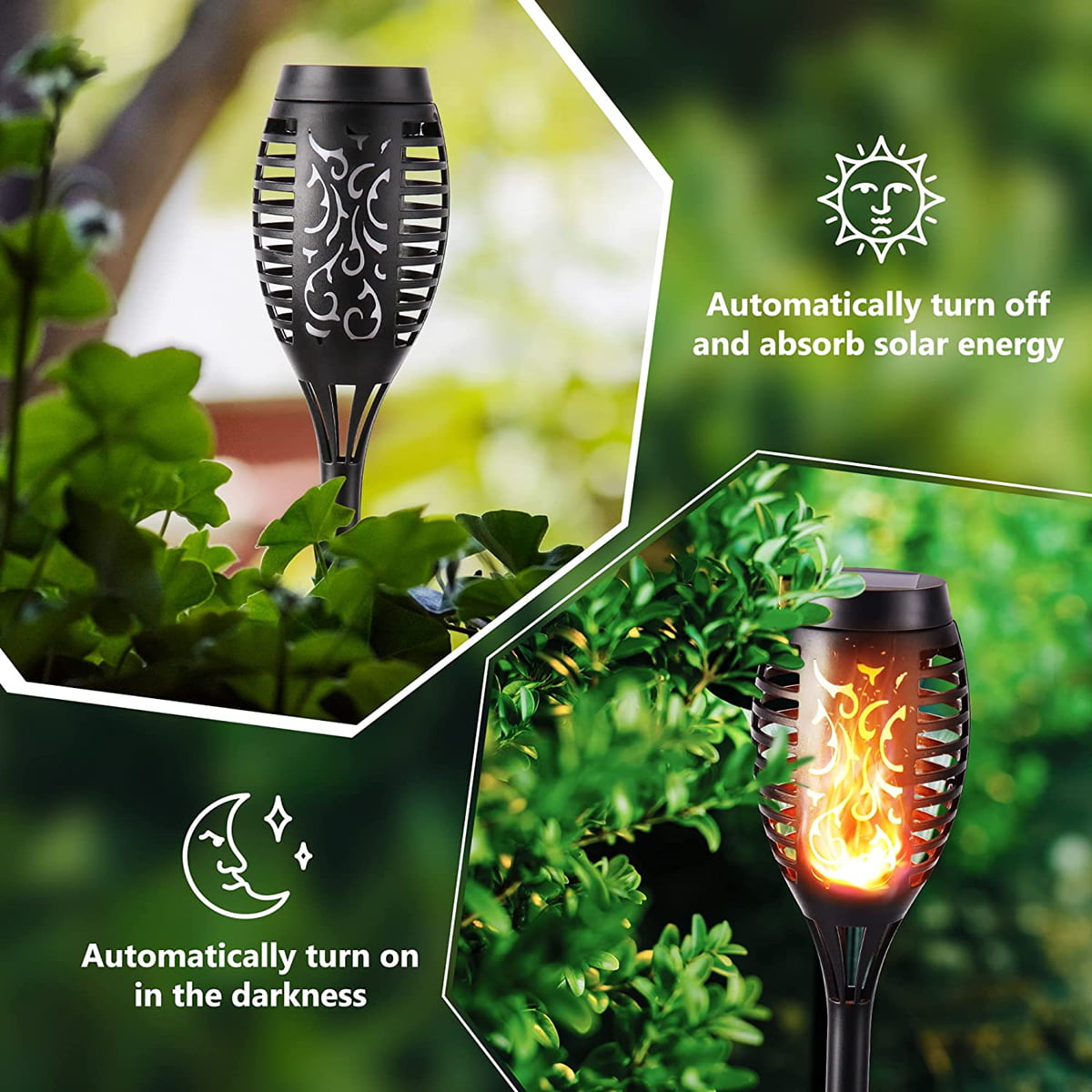 Magicorange 8 Pack Solar Torch Lights Outdoor，IP65 Waterproof Dancing Flickering Flame Torches Lights Landscape Decoration Light for Pathway Lawn Patio GardenYard Wedding Party-Auto On/Off