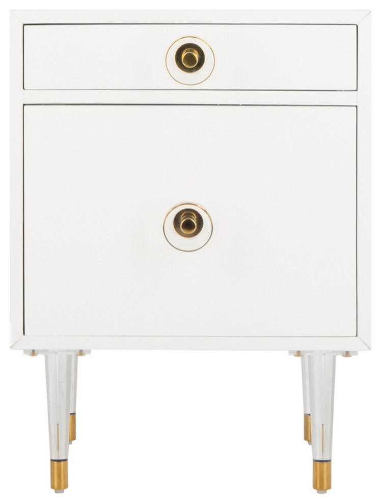 Mulberry 2 Drawer Side Table White / Gold   Midcentury   Side Tables And End Tables   by AED Luxury Home Decor  Houzz