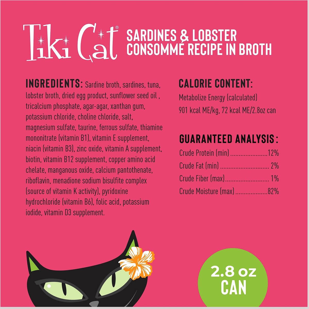 Tiki Cat Pate Sardine and Lobster Consommé Recipe in Broth  Wet Cat Food， 2.8-oz， case of 12