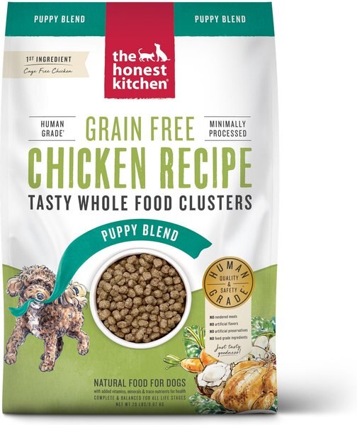 The Honest Kitchen Whole Food Clusters Chicken Recipe Puppy Blend Grain-Free Dehydrated Dog Food， 1-lb bag