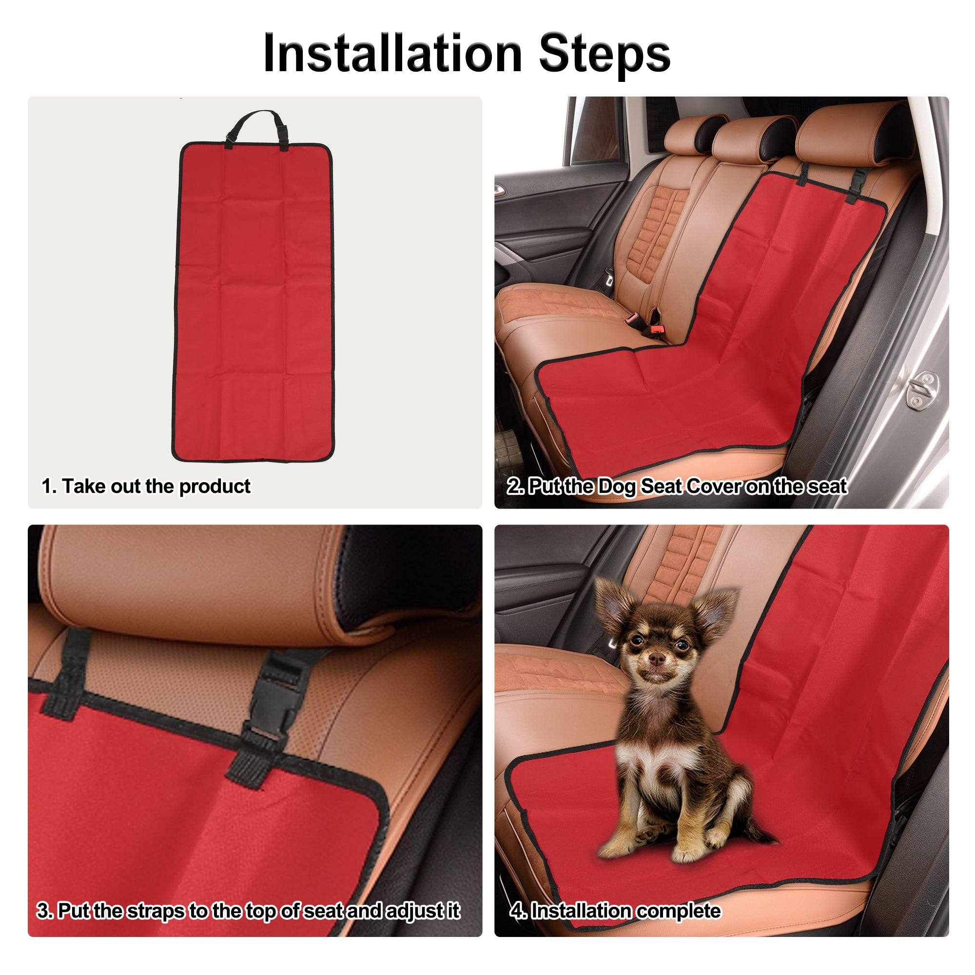 Vehicle Front Dog Back Seat Cover Pet Pad Protector Waterproof Red 99x49cm