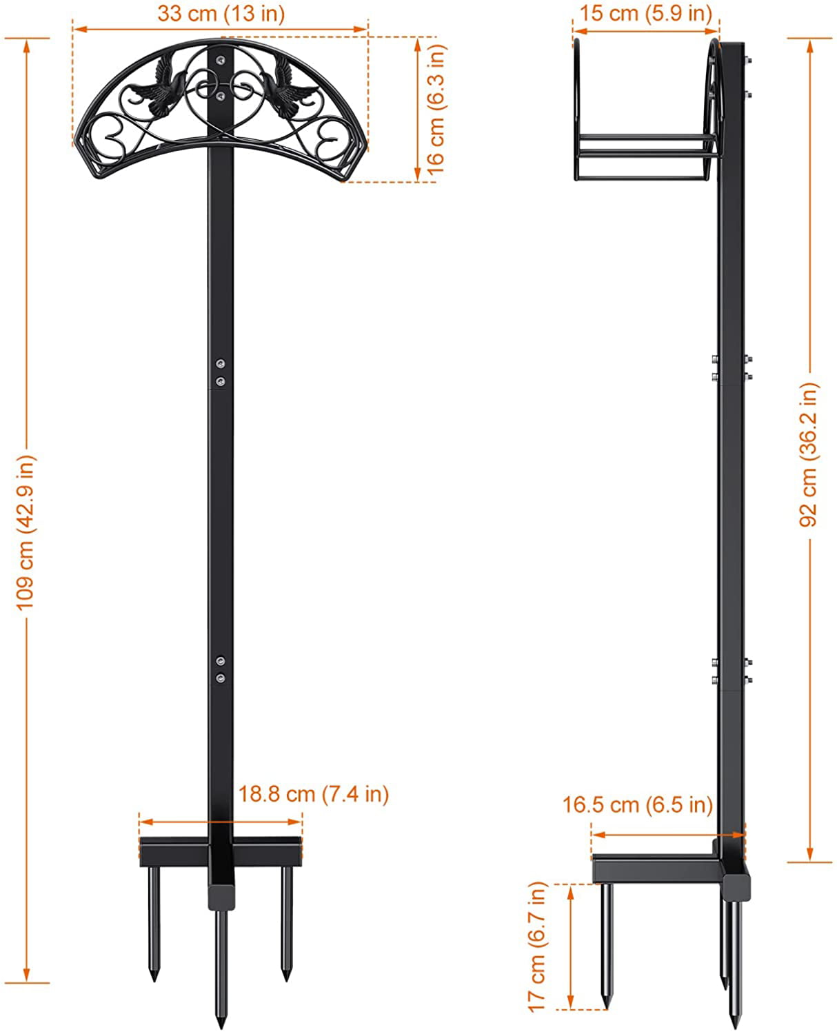 CreiYuan Garden Hose Holder， Water Hose Stand Freestanding Metal Hose Hanger， Detachable Heavy Duty Hose Storage Stand for Outdoor (Lovebirds)