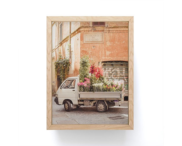 Ninasclicks Rome Cute Van With Lots Of Flowers Framed Mini Art Print Society6