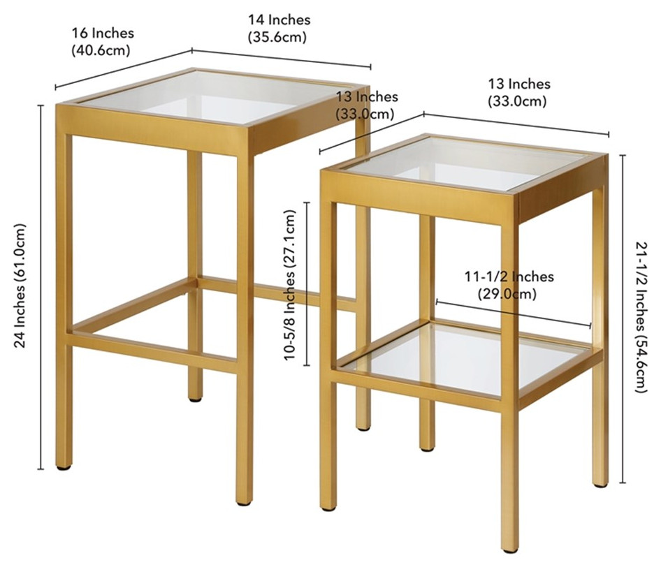 Henn ampHart 16 quotBrass Metal/Glass Side Table   Contemporary   Coffee Table Sets   by Homesquare  Houzz