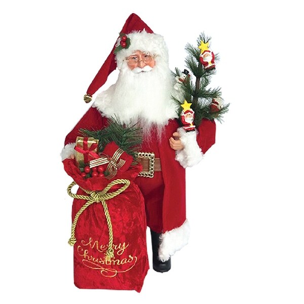 16 Santa Claus with Tree and Gift Sack Christmas Figurine