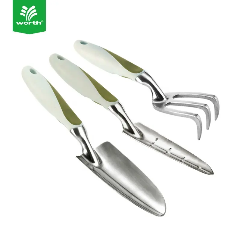 Worth 2 Color Combined Ergonomic Soft PP TPR Handle Quality Aluminum Tools Garden Hand Transplanting Trowel