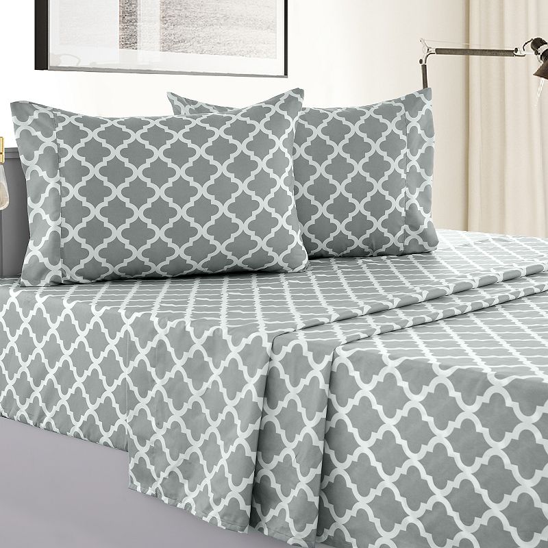 Microfiber Quatrefoil Bed Sheet Set - Lux Decor Collection