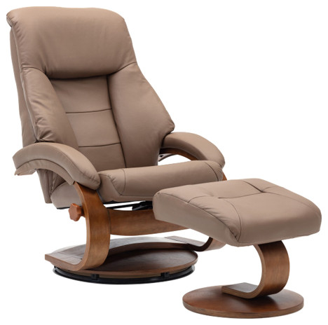 Montreal Recliner and Ottoman in Sand Top Grain Leather   Contemporary   Recliner Chairs   by MAC MOTION CHAIRS  Houzz