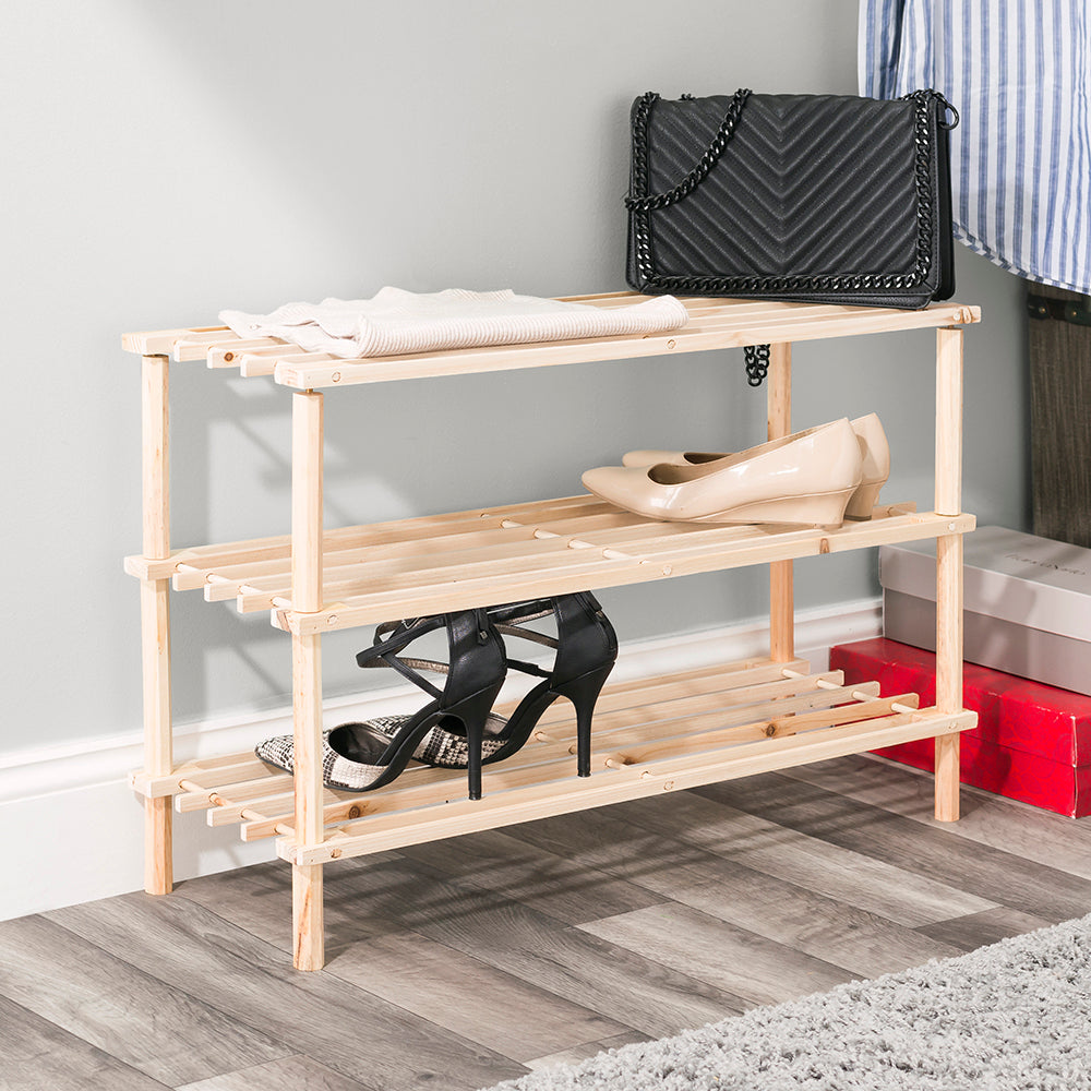 Home Basics 3 Tier Wooden Shoe Rack