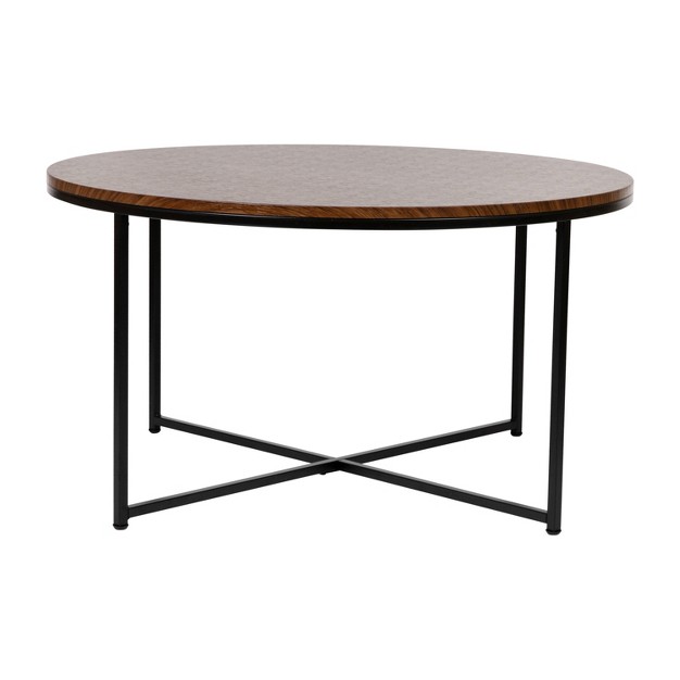 Emma And Oliver Laminate Living Room Coffee Table With Crisscross Metal Frame