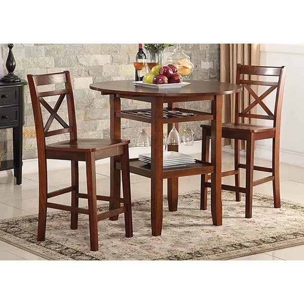 Set of 2 Wooden Counter Height Chairs