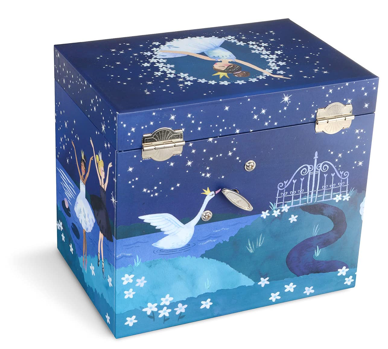 Jewelkeeper Ballerina Musical Jewelry Box with 2 Pullout Drawers, Glitter Design, Swan Lake Tune