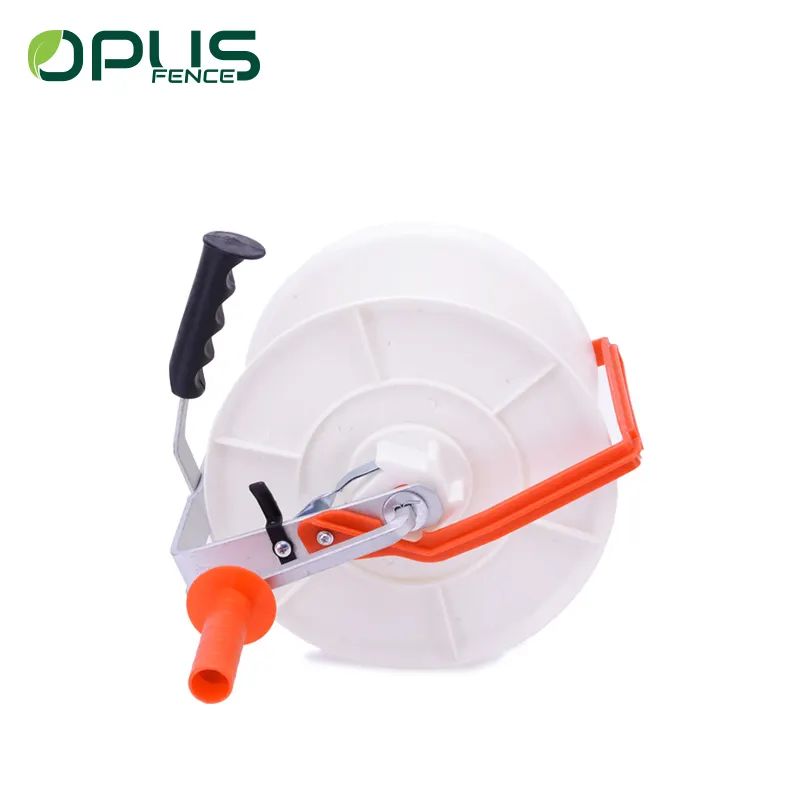 High strength PP material geared electric fence reel with manual multifunctional