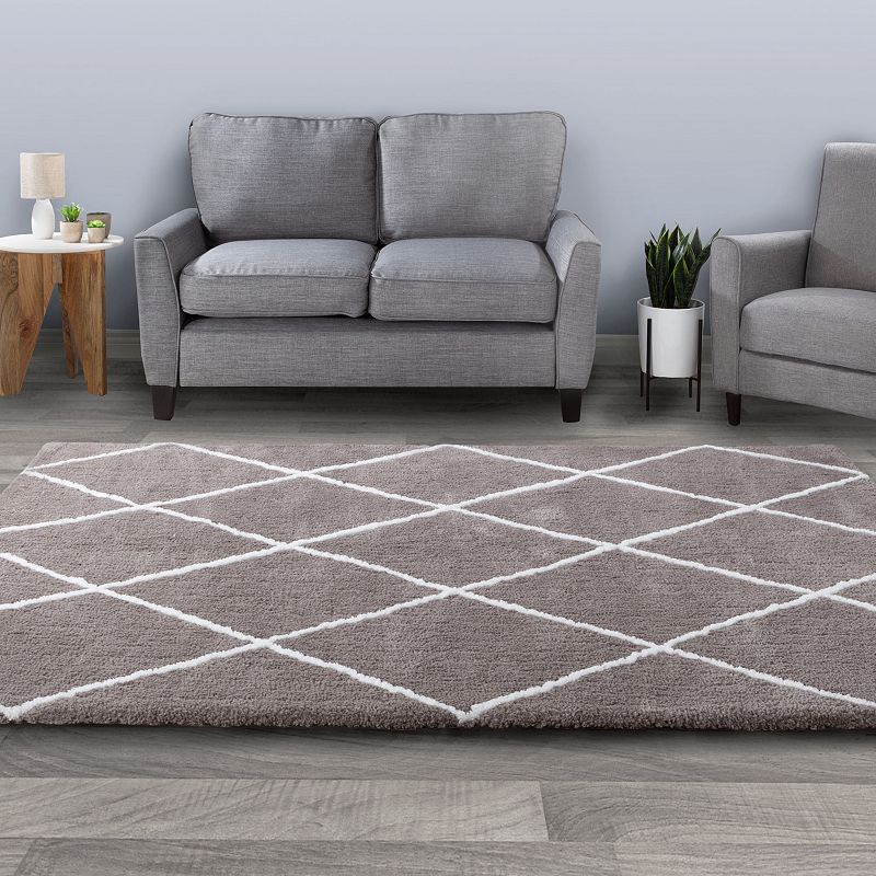 Portsmouth Home Cozy Modern Diamond Shag Area Rug