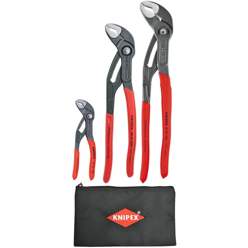 Knipex Cobra Pliers Set with Keeper Pouch 3pc