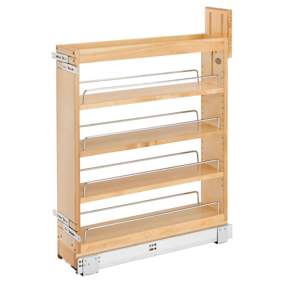 Rev-A-Shelf 25.5 in. H x 5.44 in. W x 21.62 in. D Pull-Out Wood Base Cabinet Organizer with Soft-Close Slides 448-BCSC-5C