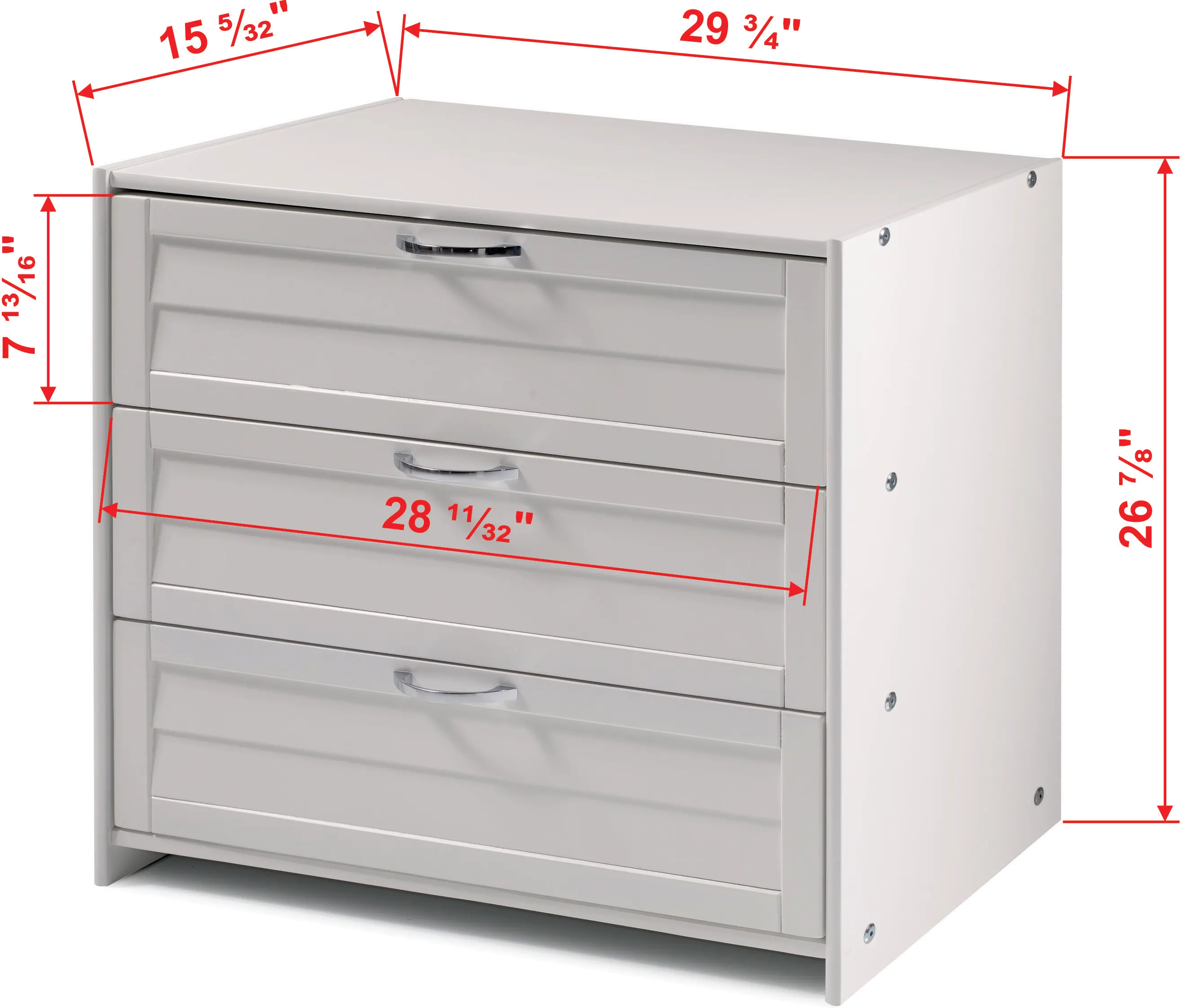 Louver White 3-Drawer Chest