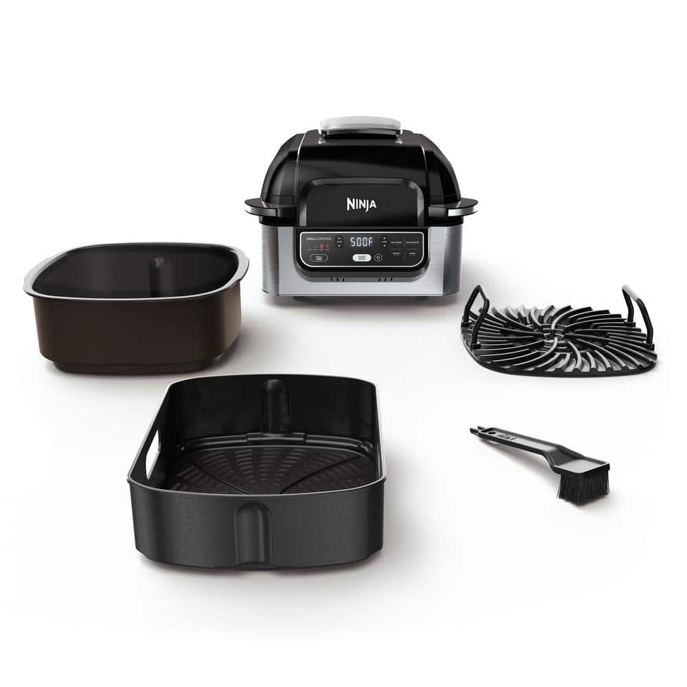 NINJA Foodi 5-in-1 Indoor Grill with 4 Qt. Air Fryer, Roast, Bake, Dehydrate and Cyclonic Grilling (AG301) AG301