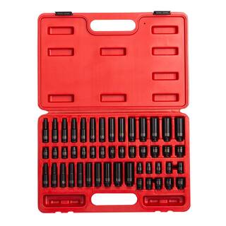 SUNEX TOOLS 14 in. Drive SAE and Metric Impact Socket Set (48-Piece) 1848