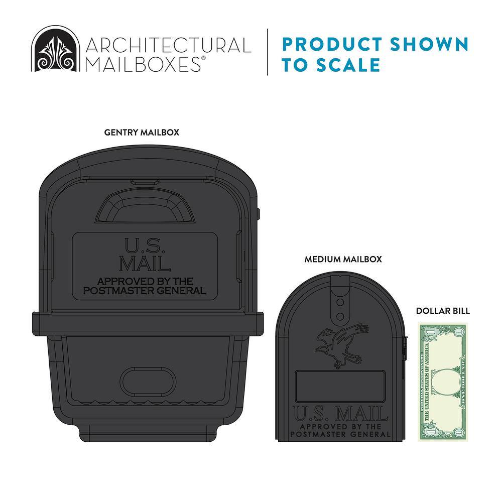 Architectural Mailboxes Gentry Black Medium Plastic All-in-One Mailbox and Post Combo GGC1B00AM