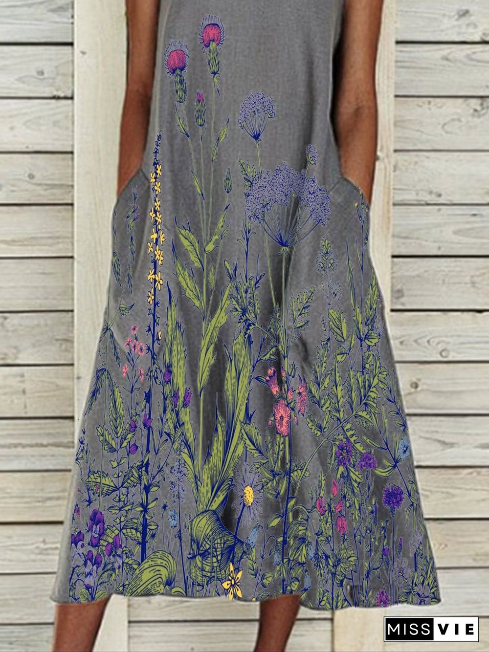 Women's Printed Floral Sleeveless A-Line Summer Dresses