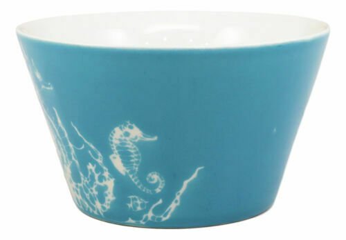 1 Nautical Ocean Seahorse Abstract Art Blue Bowl Set of 2 16 Ounces 5.5D EBR02