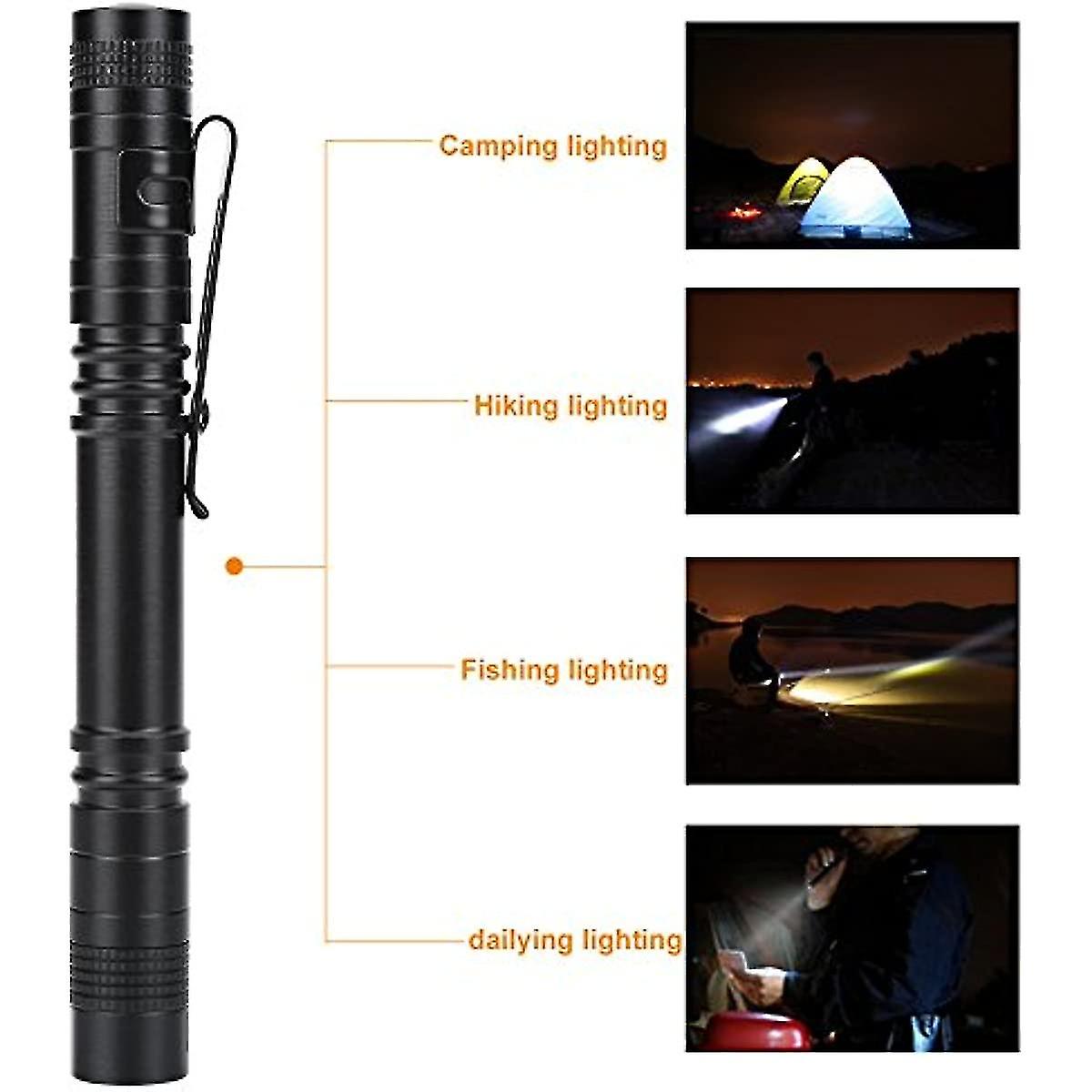 Pocket Torch 2pcs Led Pen Light Penlight 1200 Lumens  High Lumen Ultra Bright Mini Pocket Pen Light Torch Flashlight With Clip For Medical Doctor Nurs