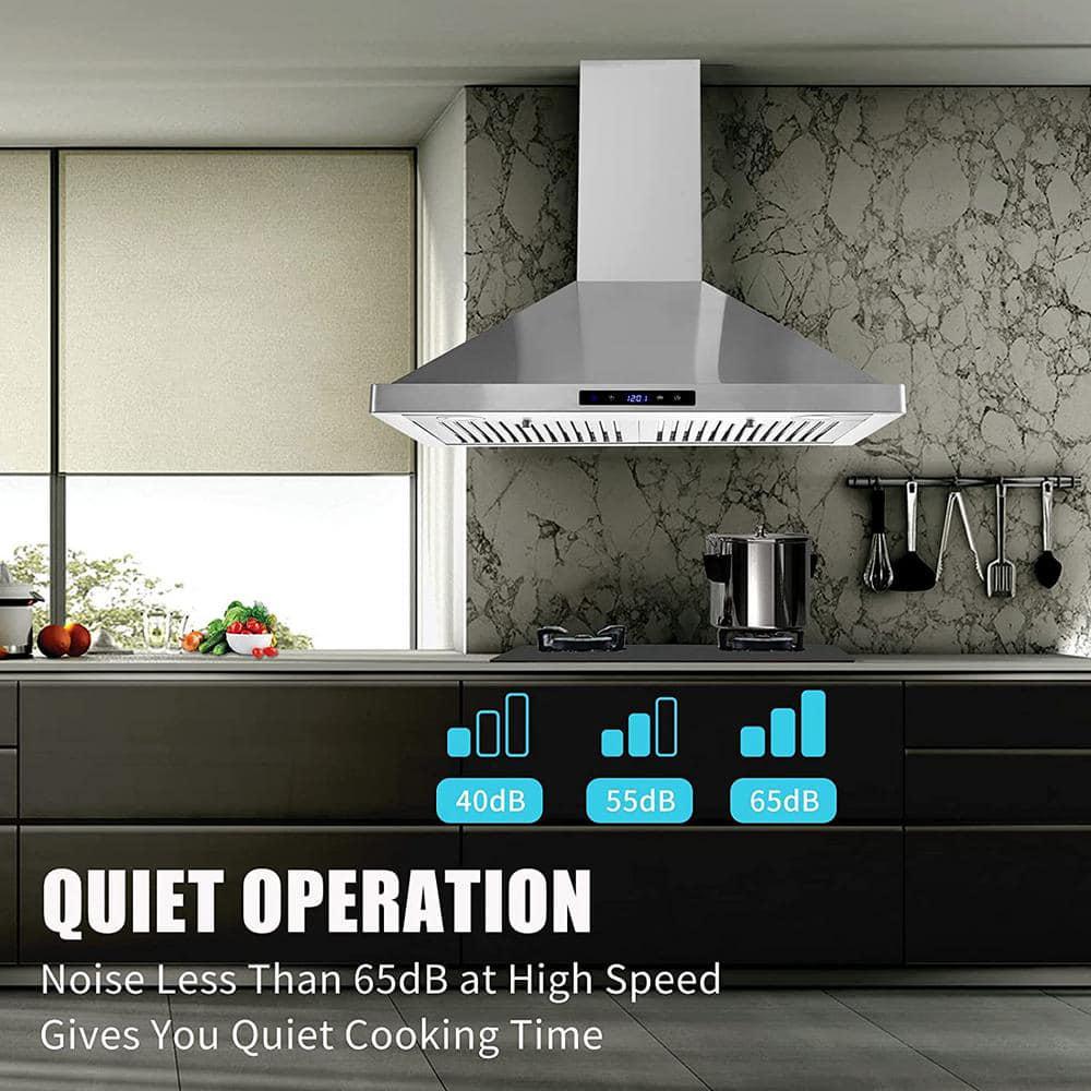 Edendirect 30 in Ducted Range Hood 700CFM Wall Mount Stainless Steel Touch Control 3speed Stove Vent with LightSilver