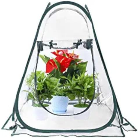 DEXING Mini Small Greenhouse for Plant Outdoors Indoor, Pop Up Portable Grow Greenhouse Tent Flower House Gardening Backyard (28"x28"x32")