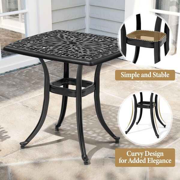 Outdoor Cast Aluminum Side Table Small Patio Coffee Table