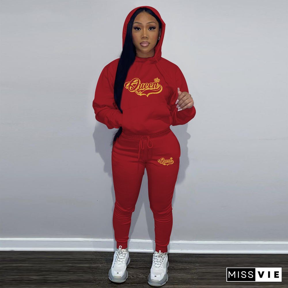 Hoodies Sporty Sweatshirt And Skinny Pants Tracksuit