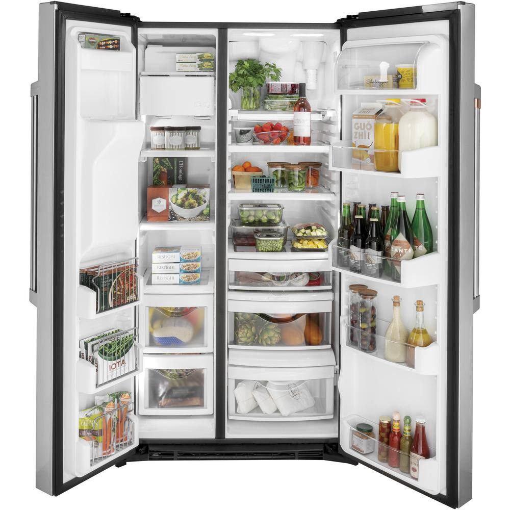 Cafe 21.9 cu. ft. Side by Side Refrigerator in Stainless Steel Counter Depth CZS22MP2NS1