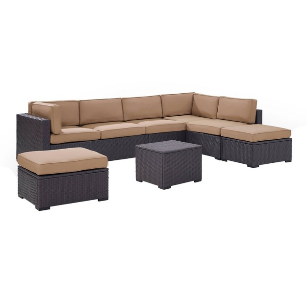 Biscayne 6pc Outdoor Wicker Sectional Set Mocha Crosley