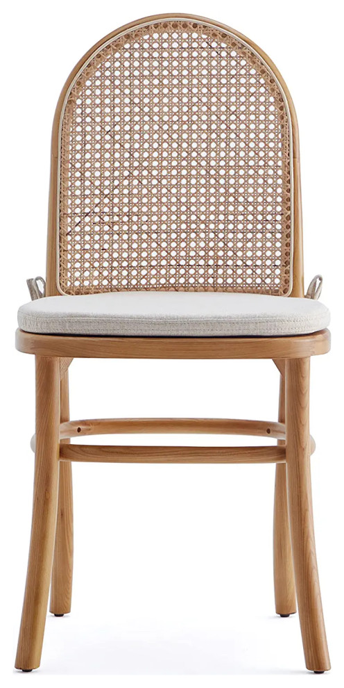 Set of 4 Outdoor Dining Chair  Woven Natural Cane Seat  ampBack   Tropical   Outdoor Dining Chairs   by Decor Love  Houzz