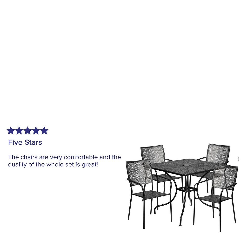 Steel 5 piece 35.5 inch Square Indoor Outdoor Dining Set