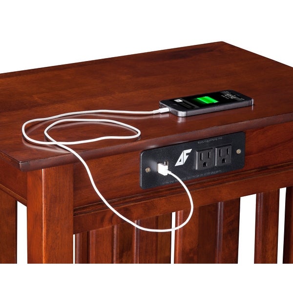 Mission Solid Wood Side Table with USB Charger Set of 2