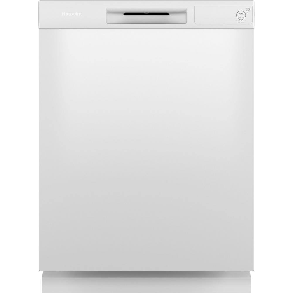 Hotpoint 24 in. Built-In Tall Tub Front Control Dishwasher with One Button in White 60 dBA HDF310PGRWW