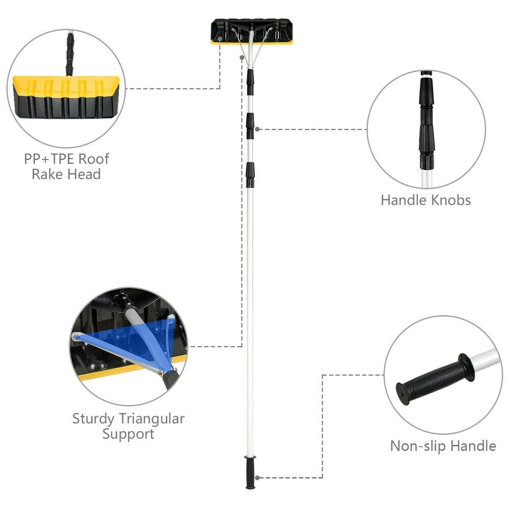 Gymax 21FT Telescoping Snow Roof Rake Large Poly Blade Aluminum Tube   See Details