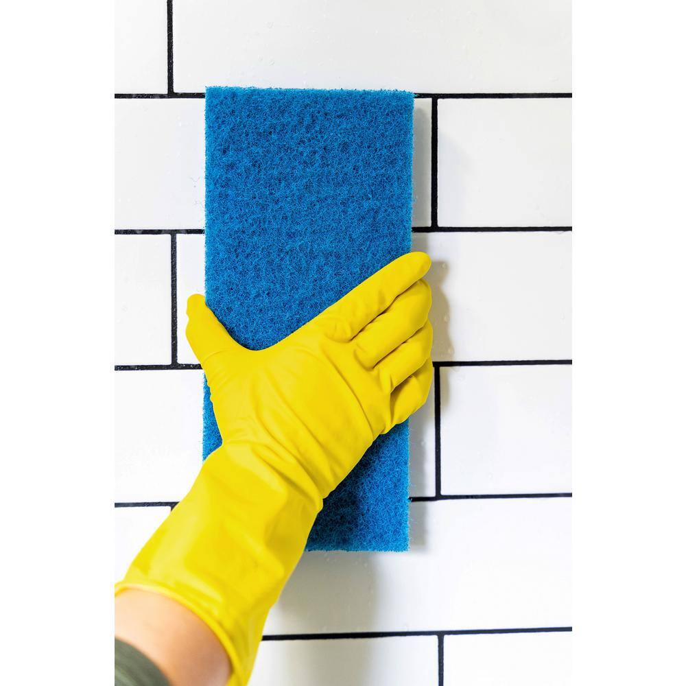 The Tile Doctor 10 in. x 4.5 in. x 1 in. Medium Duty Blue Water Based Latex Resins Maximum Scrub Power Pads (6-Pack) scrubdr6blue