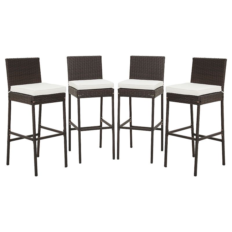 Patio Cushioned Wicker Barstools with Cozy Footrest