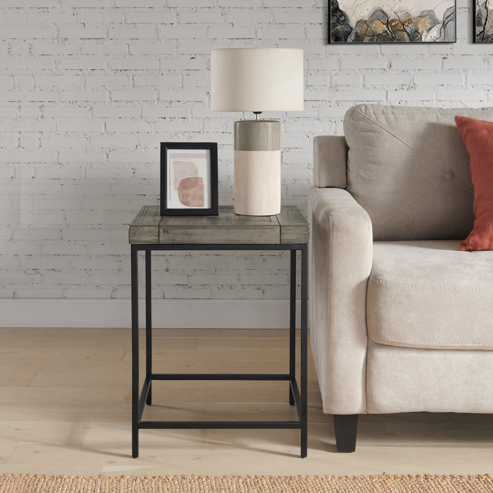 End Table   Industrial Modern Side Table with Wood Top and Metal Frame   Industrial   Side Tables And End Tables   by Trademark Global  Houzz