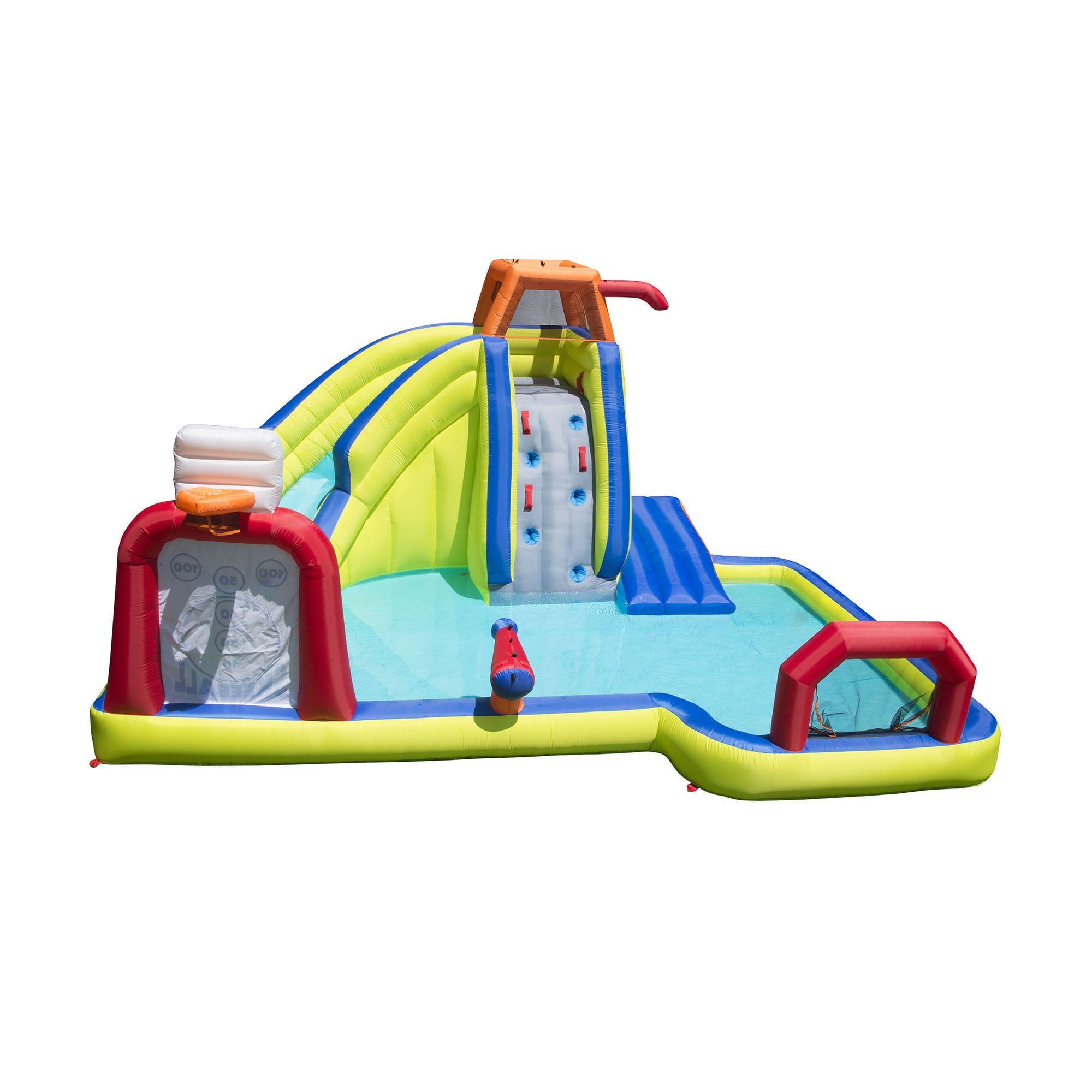 Banzai Inflatable Arcade Splash Water Park - Slide, Splash & Have a Blast! - SkeeBall Toss, Soccer & Basketball