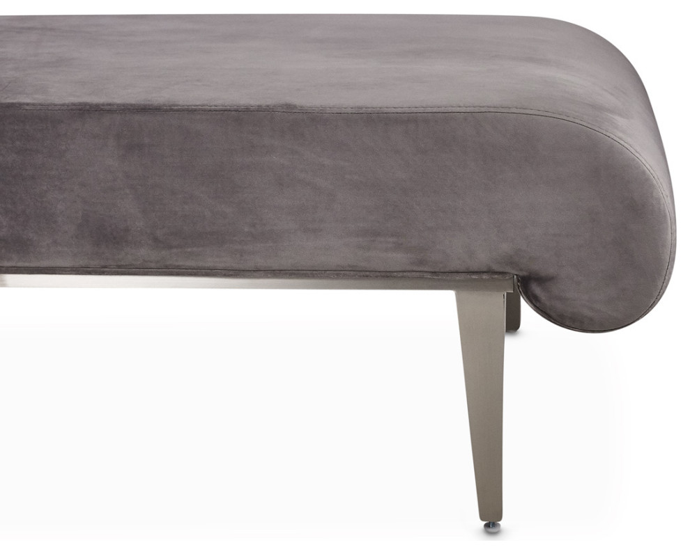 Roxbury Park Velvet Chaise   Gray Pearl/Stainless Steel   Contemporary   Indoor Chaise Lounge Chairs   by Michael Amini  Houzz